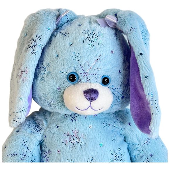 Build A Bear Blue Snowflake Bunny Rabbit Plush Sparkle 17” Retired Easter Purple - Picture 2 of 9